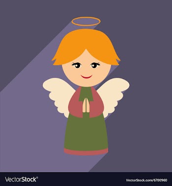 Flat icon with long shadow Christmas angel vector image