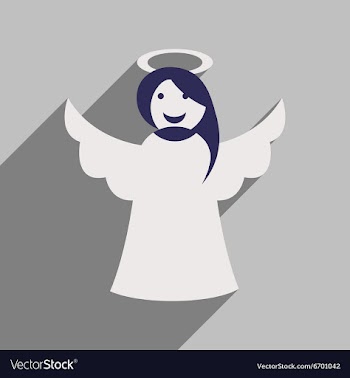 Flat icon with long shadow Christmas angel vector image