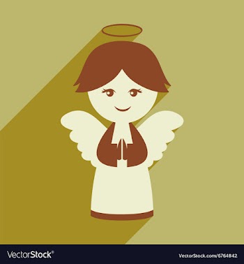 Flat icon with long shadow Christmas angel vector image
