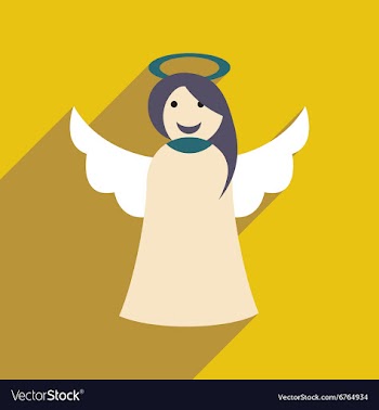 Flat icon with long shadow Christmas angel vector image