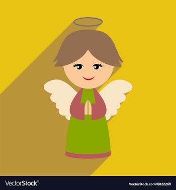 Flat icon with long shadow Christmas angel vector image