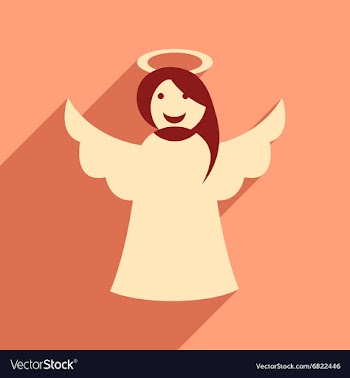 Flat icon with long shadow Christmas angel vector image