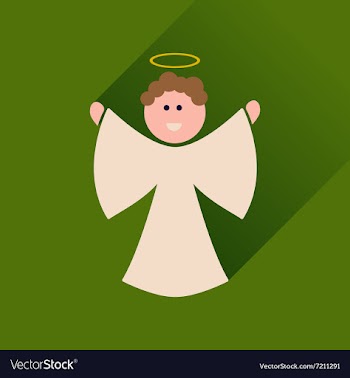 Flat icon with long shadow Christmas angel vector image