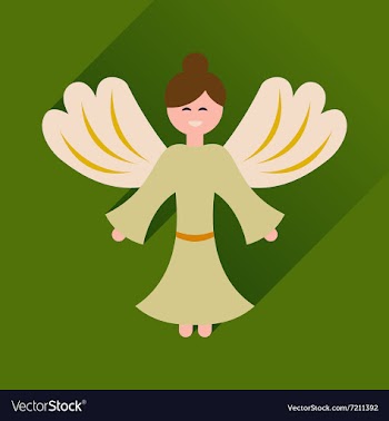 Flat icon with long shadow Christmas angel vector image