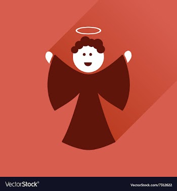 Flat icon with long shadow Christmas angel vector image