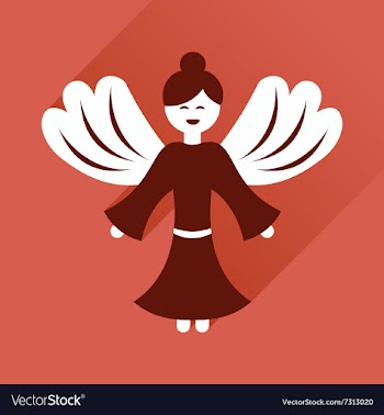 Flat icon with long shadow Christmas angel vector image