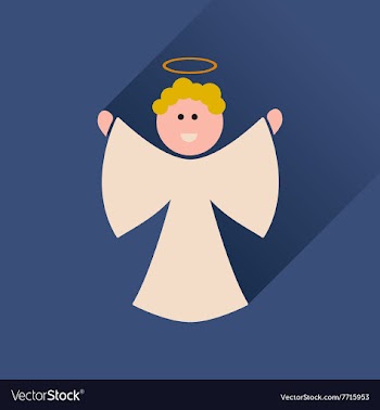 Flat icon with long shadow Christmas angel vector image