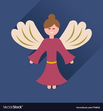 Flat icon with long shadow Christmas angel vector image