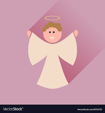Flat icon with long shadow Christmas angel vector image