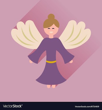 Flat icon with long shadow Christmas angel vector image