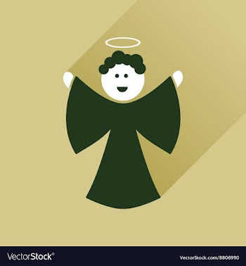 Flat icon with long shadow Christmas angel vector image