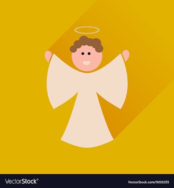 Flat icon with long shadow Christmas angel vector image