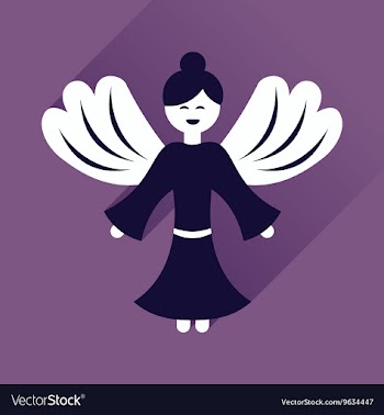 Flat icon with long shadow Christmas angel vector image