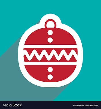 Flat icon with long shadow Christmas ball vector image
