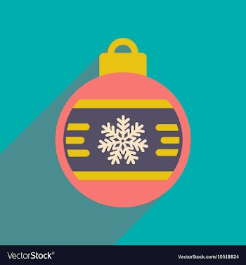 Flat icon with long shadow Christmas ball vector image
