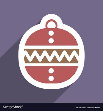 Flat icon with long shadow Christmas ball vector image