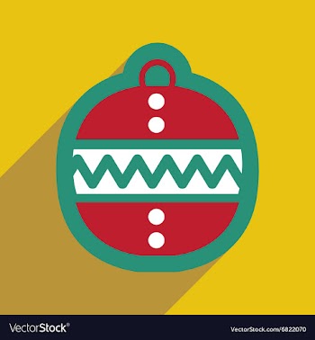 Flat icon with long shadow Christmas ball vector image