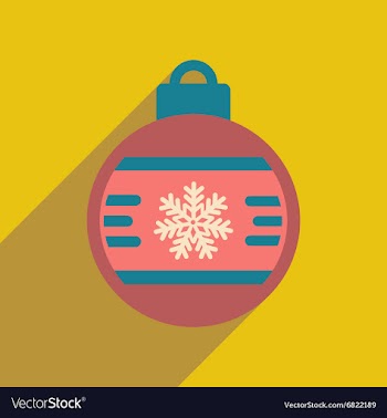 Flat icon with long shadow Christmas ball vector image