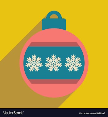 Flat icon with long shadow Christmas ball vector image