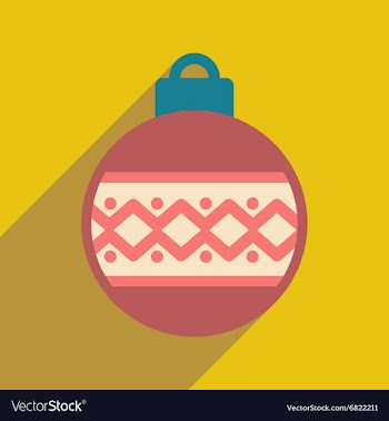 Flat icon with long shadow Christmas ball vector image