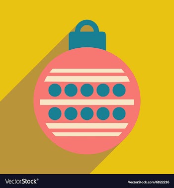 Flat icon with long shadow Christmas ball vector image