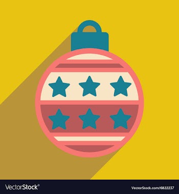 Flat icon with long shadow Christmas ball vector image
