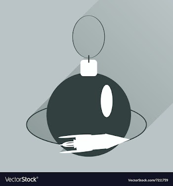 Flat icon with long shadow Christmas ball vector image