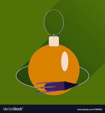Flat icon with long shadow Christmas ball vector image