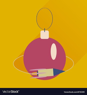Flat icon with long shadow Christmas ball vector image