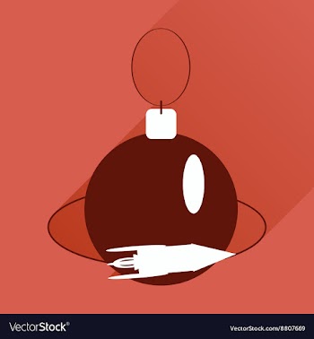 Flat icon with long shadow Christmas ball vector image