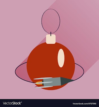 Flat icon with long shadow Christmas ball vector image
