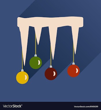 Flat icon with long shadow Christmas balls on vector image