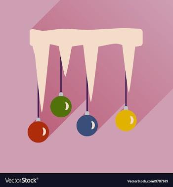 Flat icon with long shadow Christmas balls on vector image