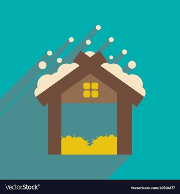 Flat icon with long shadow Christmas barn vector image