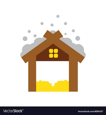 Flat icon with long shadow Christmas barn vector image
