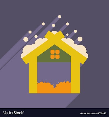 Flat icon with long shadow Christmas barn vector image