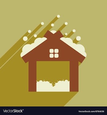 Flat icon with long shadow Christmas barn vector image