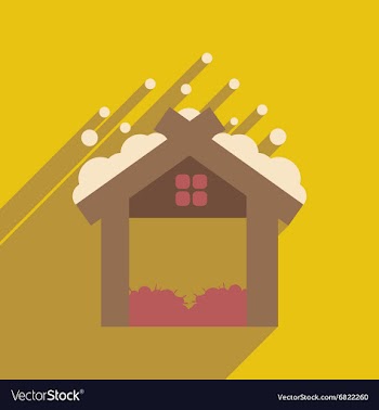 Flat icon with long shadow Christmas barn vector image