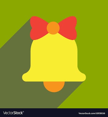 Flat icon with long shadow Christmas bell vector image