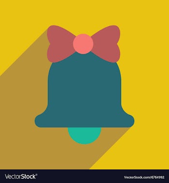 Flat icon with long shadow Christmas bell vector image