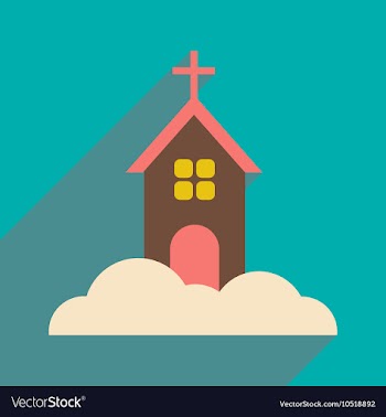 Flat icon with long shadow Christmas church vector image