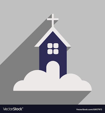 Flat icon with long shadow Christmas church vector image