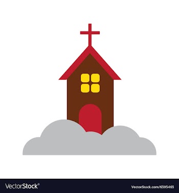 Flat icon with long shadow Christmas church vector image