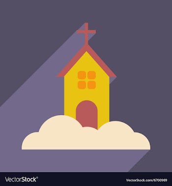 Flat icon with long shadow Christmas church vector image