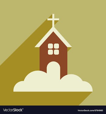 Flat icon with long shadow Christmas church vector image