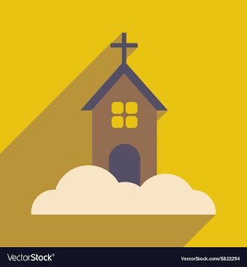 Flat icon with long shadow Christmas church vector image