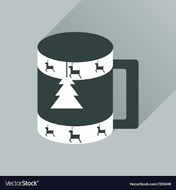 Flat icon with long shadow Christmas cup vector image