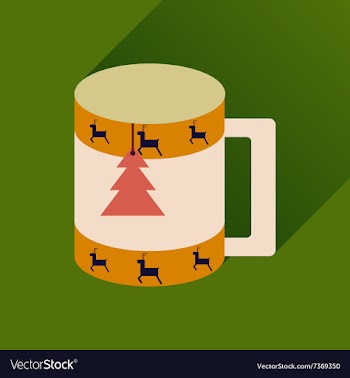 Flat icon with long shadow Christmas cup vector image