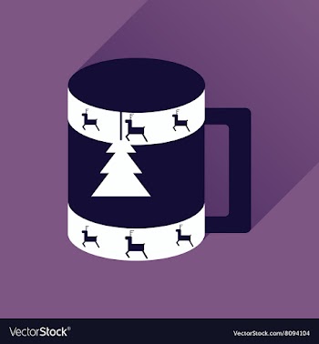 Flat icon with long shadow Christmas cup vector image