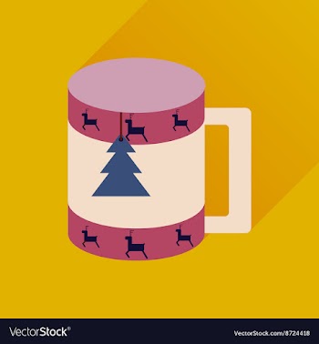 Flat icon with long shadow Christmas cup vector image